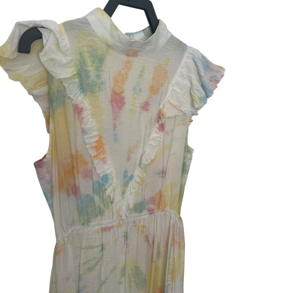 Young Fabulous & Broke Cruz Open Back Ruffle Maxi Dress Papaya Summer of Love S - Picture 2 of 8